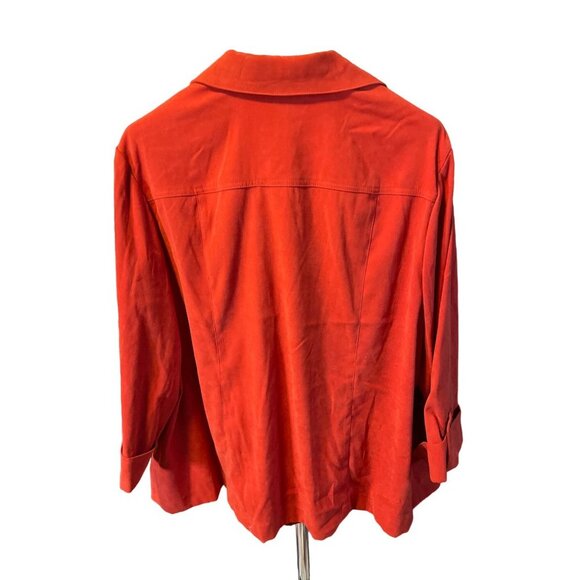JM Collection Woman Orange Button Down Collared Shacket Jacket Sz 24W - Picture 2 of 10